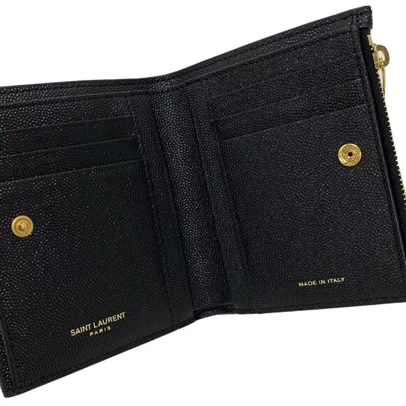 SAINT LAURENT PARIS Uptown Black Gold Hardware Double-hook Wallet 449-102624 - Picture 8 of 10